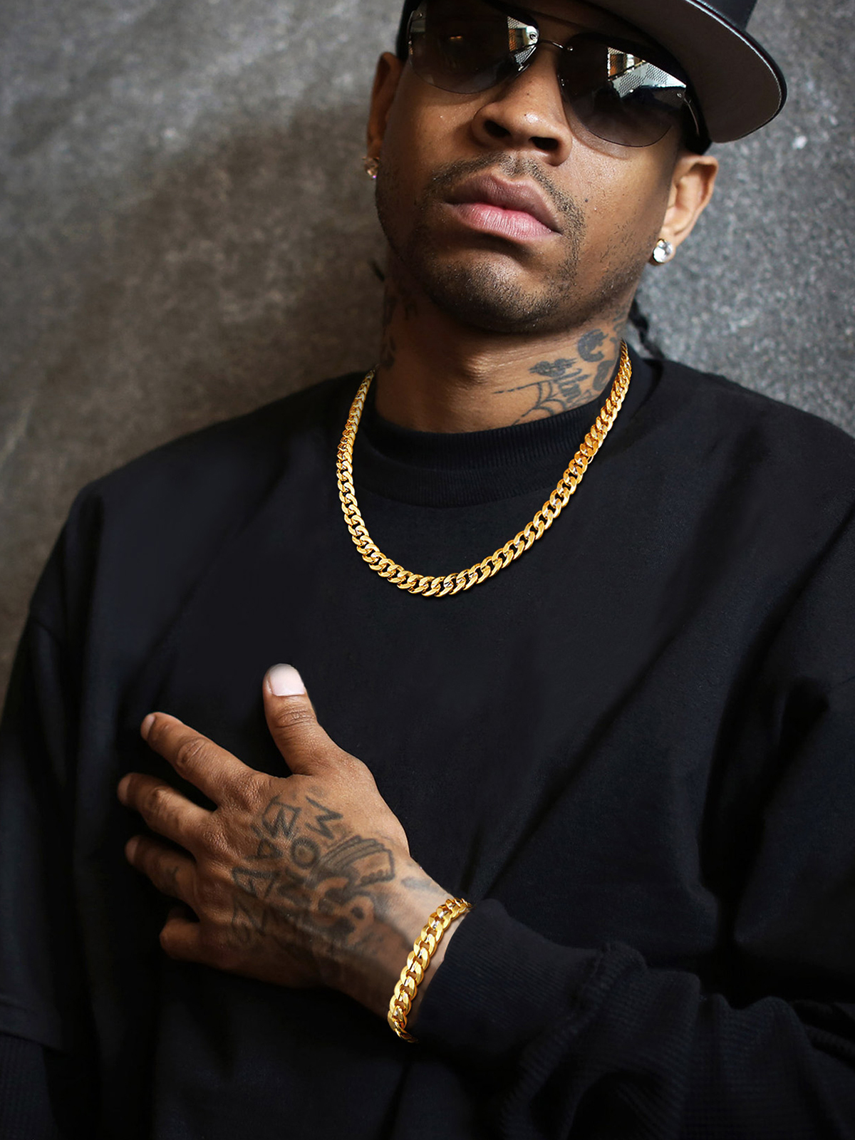 Chunky Cuban Chain Necklace Bracelet Set in 18K Gold Plated