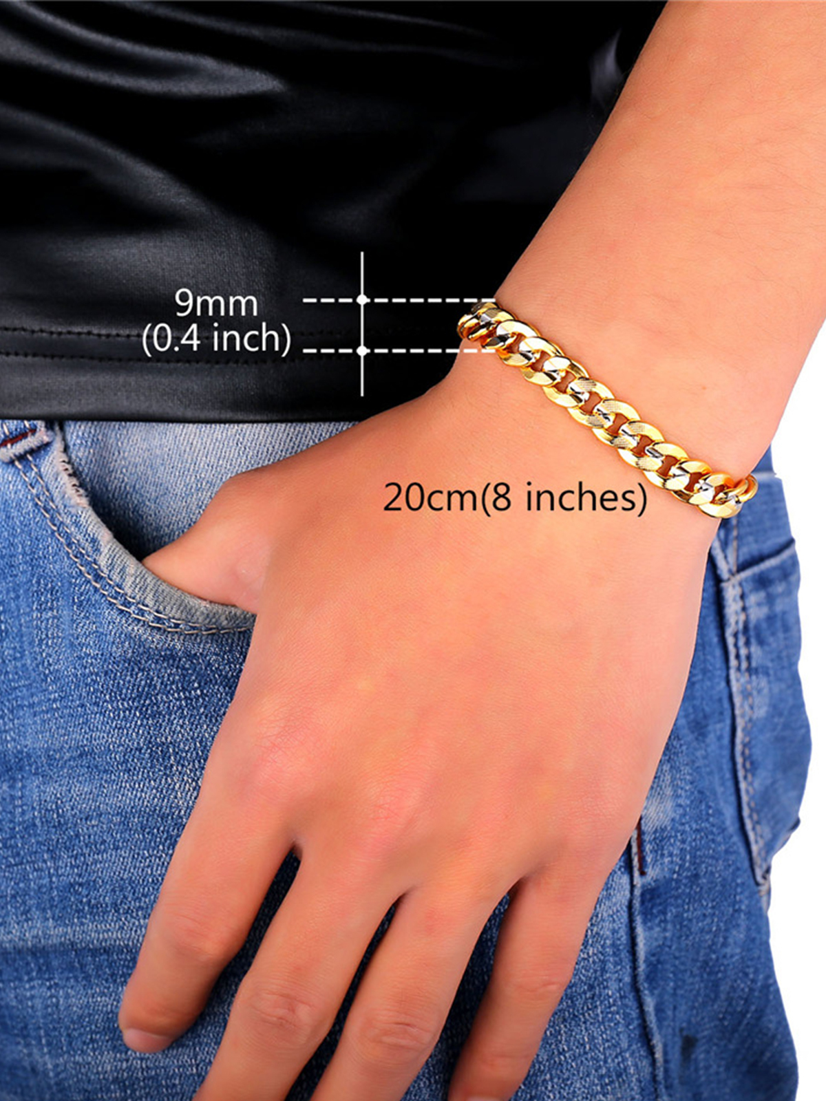 Chunky Cuban Chain Necklace Bracelet Set in 18K Gold Plated