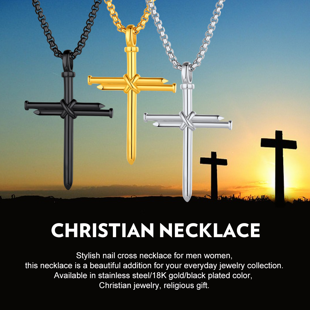 Nail Cross Pendant Necklace, Religious Jewelry
