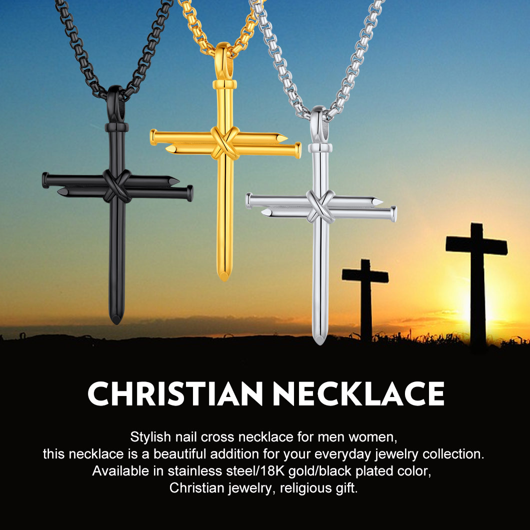 Nail Cross Pendant Necklace, Religious Jewelry