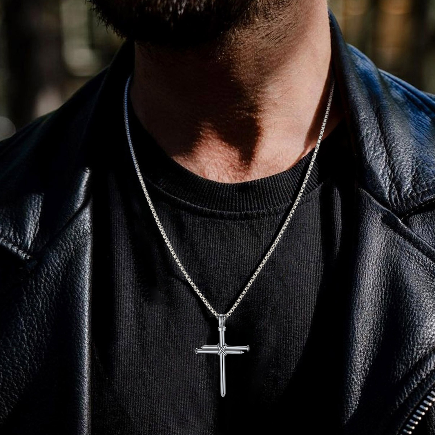 Nail Cross Pendant Necklace for Men-01