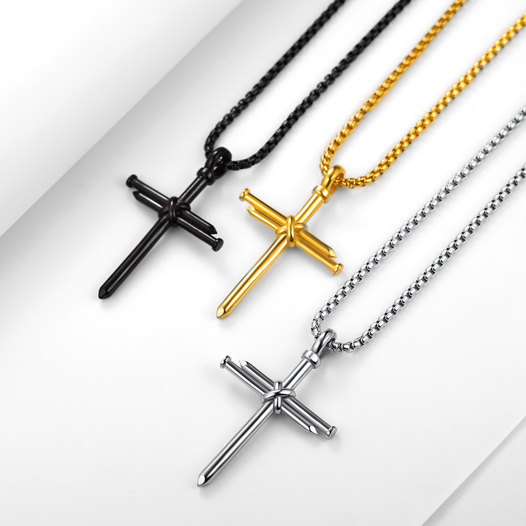 Nail Cross Pendant Necklace in Different Colors