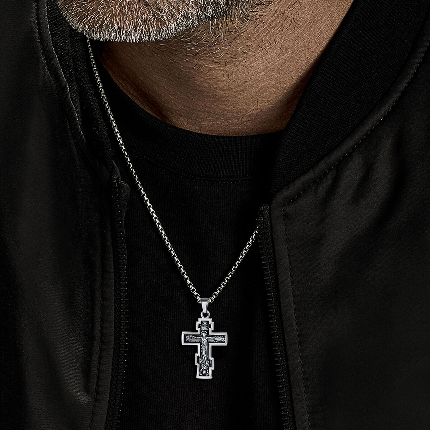 Orthodox Cross Pendant Jesus Crucifix Necklace for Men-01