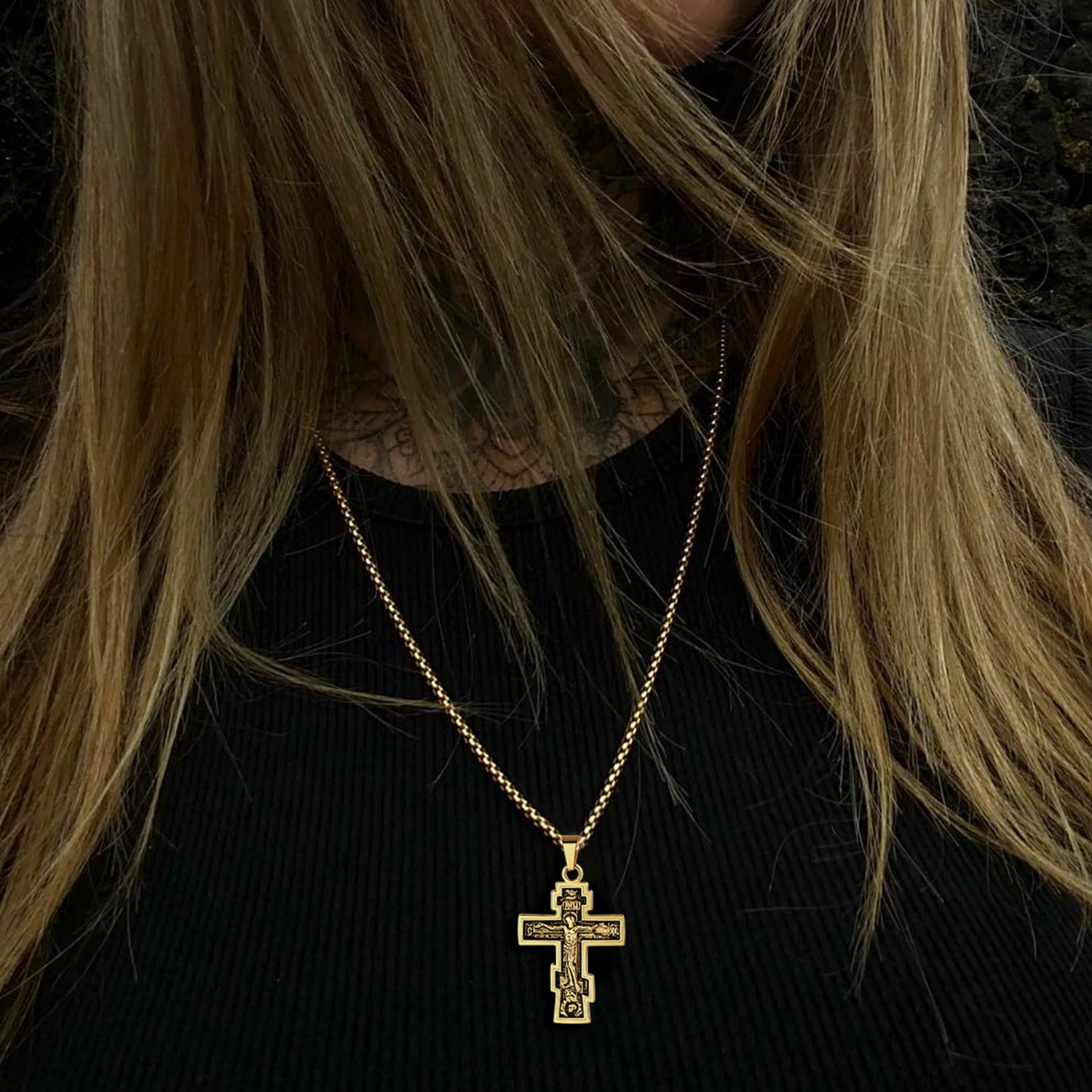 Orthodox Cross Pendant Jesus Crucifix Necklace for Woman