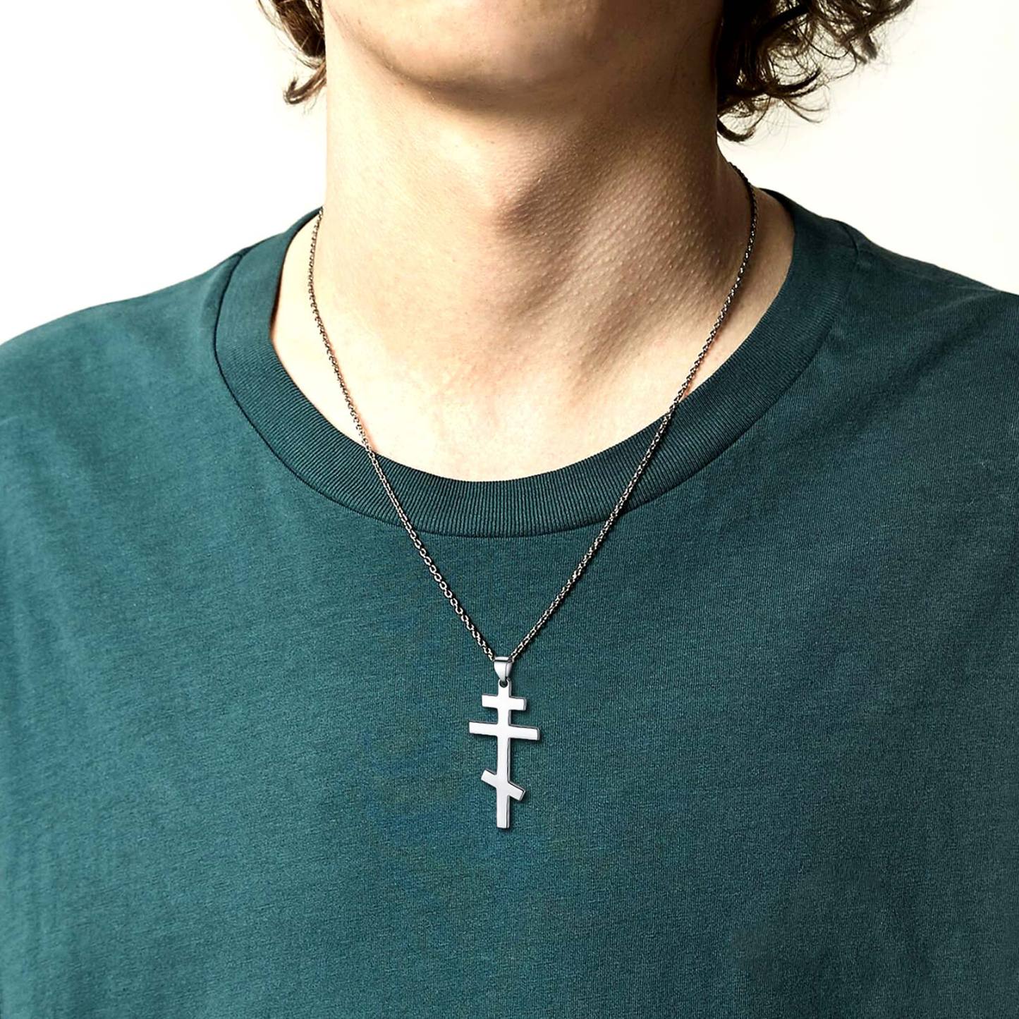 Orthodox Cross Pendant Necklace for Men-02
