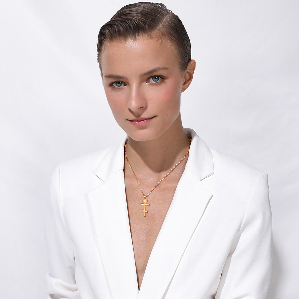 Orthodox Cross Pendant Necklace for Women