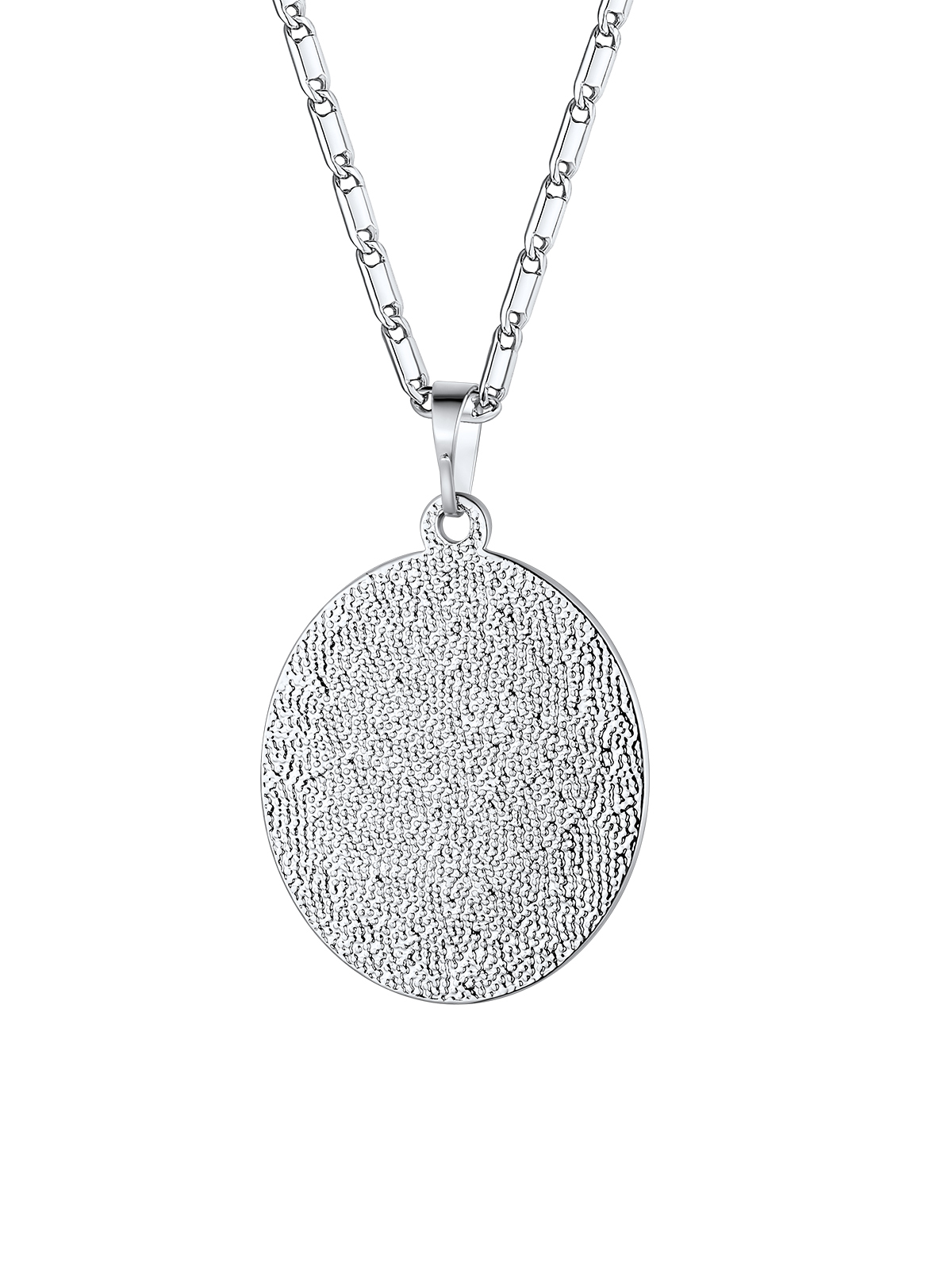 Oval Allah Pendant Muslim Islamic Necklace in Platinum