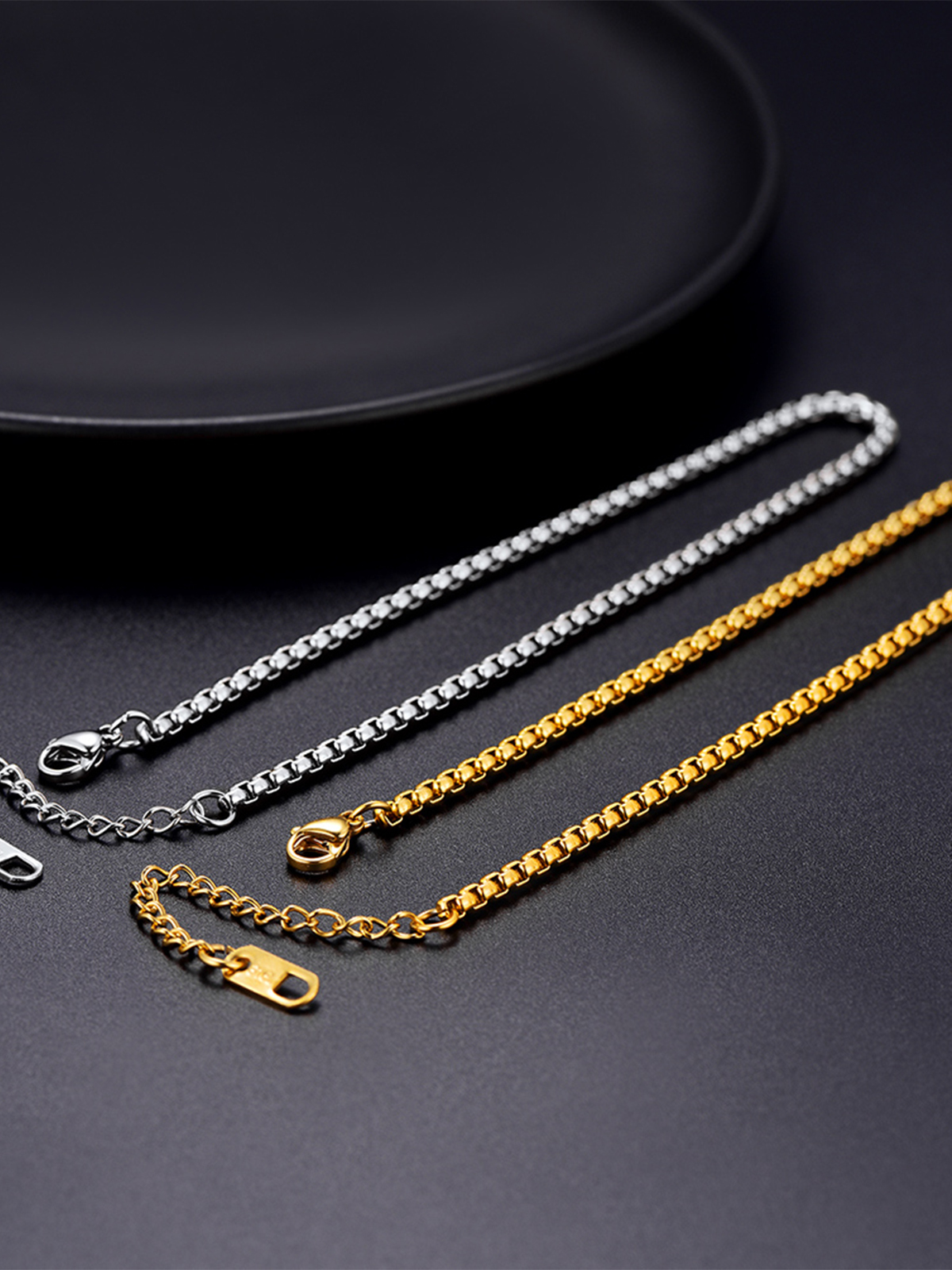 3mm Thick Box Chain Anklet in Stainless