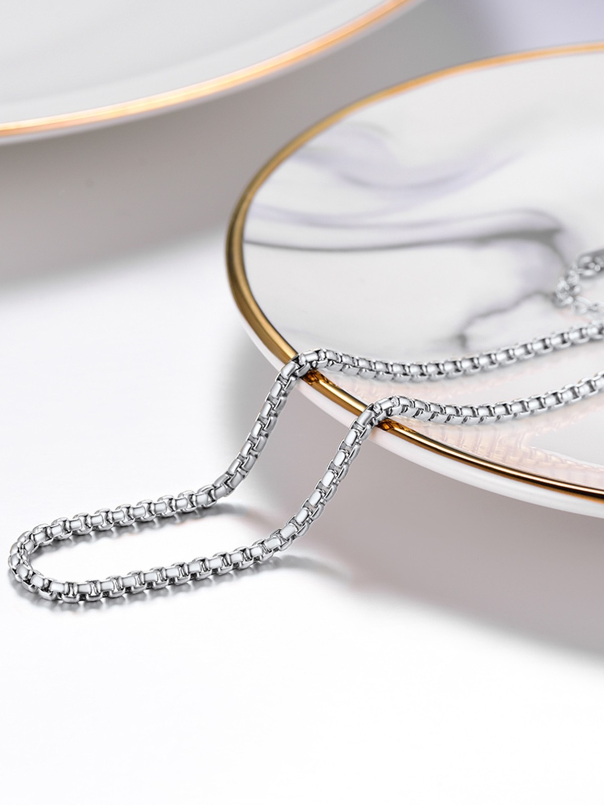 3mm Thick Box Chain Anklet in Stainless