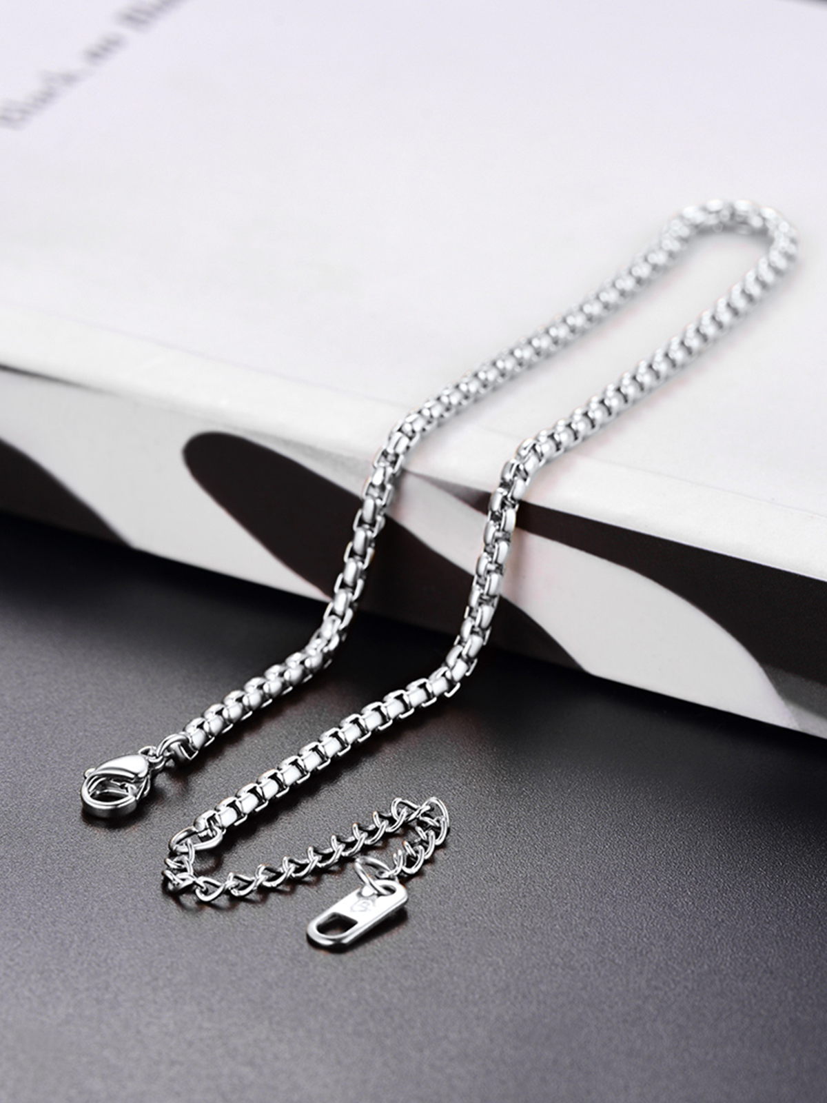 3mm Thick Box Chain Anklet in Stainless