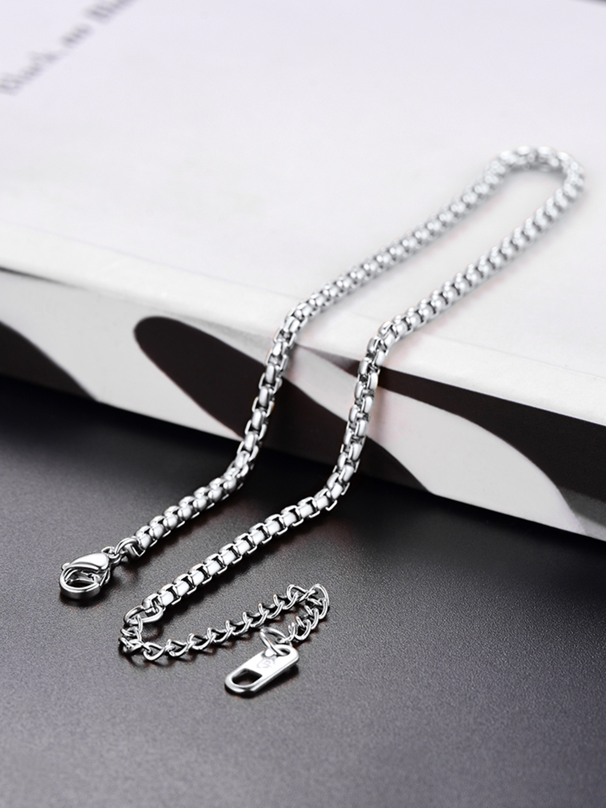 3mm Thick Box Chain Anklet in Stainless