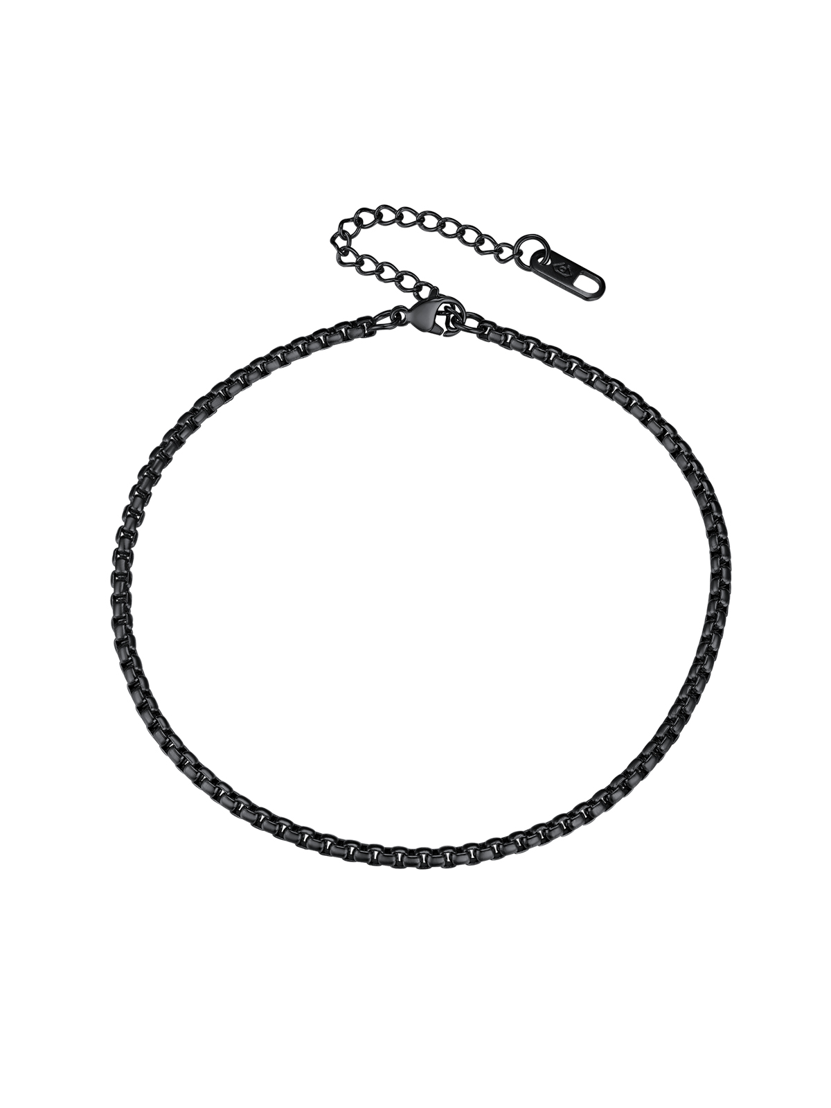 3mm Thick Box Chain Anklet in Black Plated