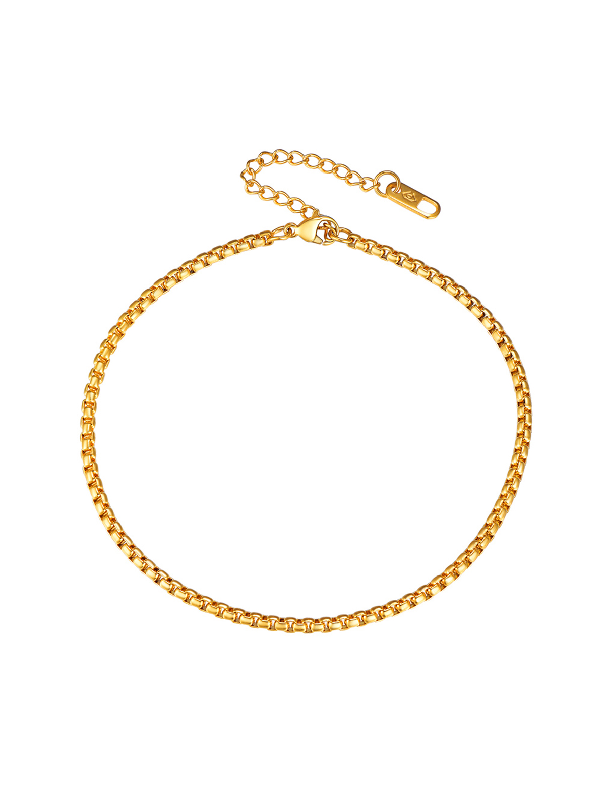 3mm Thick Box Chain Anklet in 18K Gold Plated