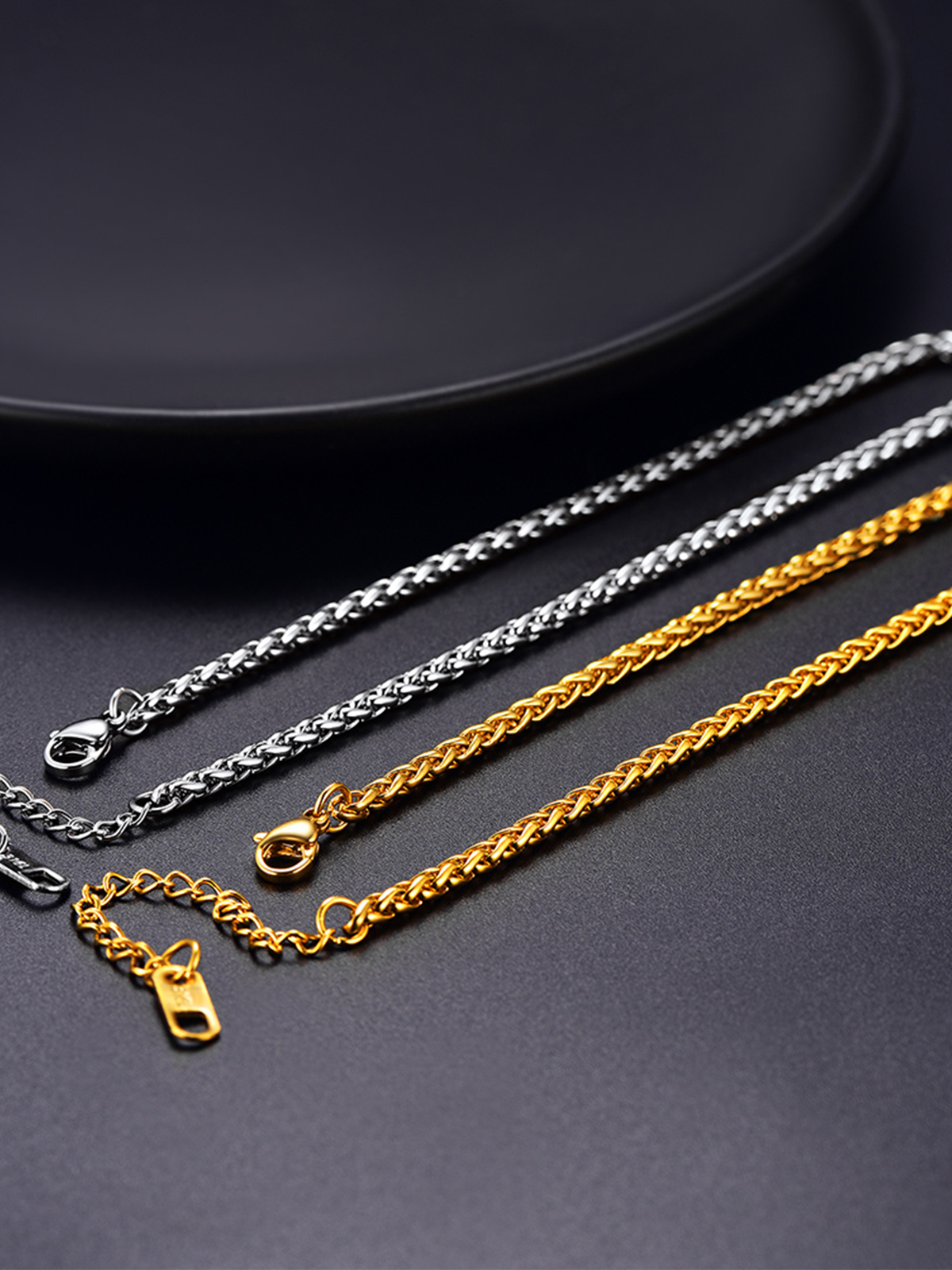 3mm Thick Wheat Chain Anklet in Stainless