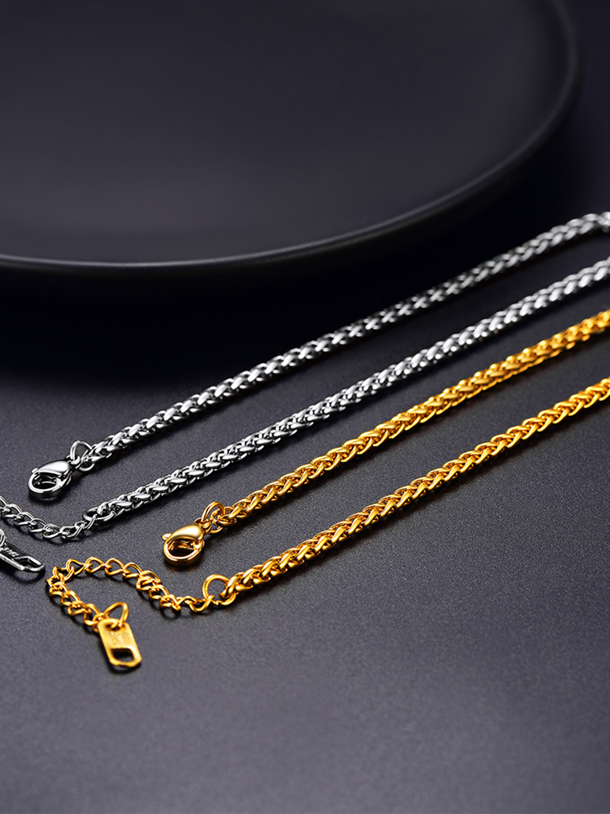 3mm Thick Wheat Chain Anklet in Stainless