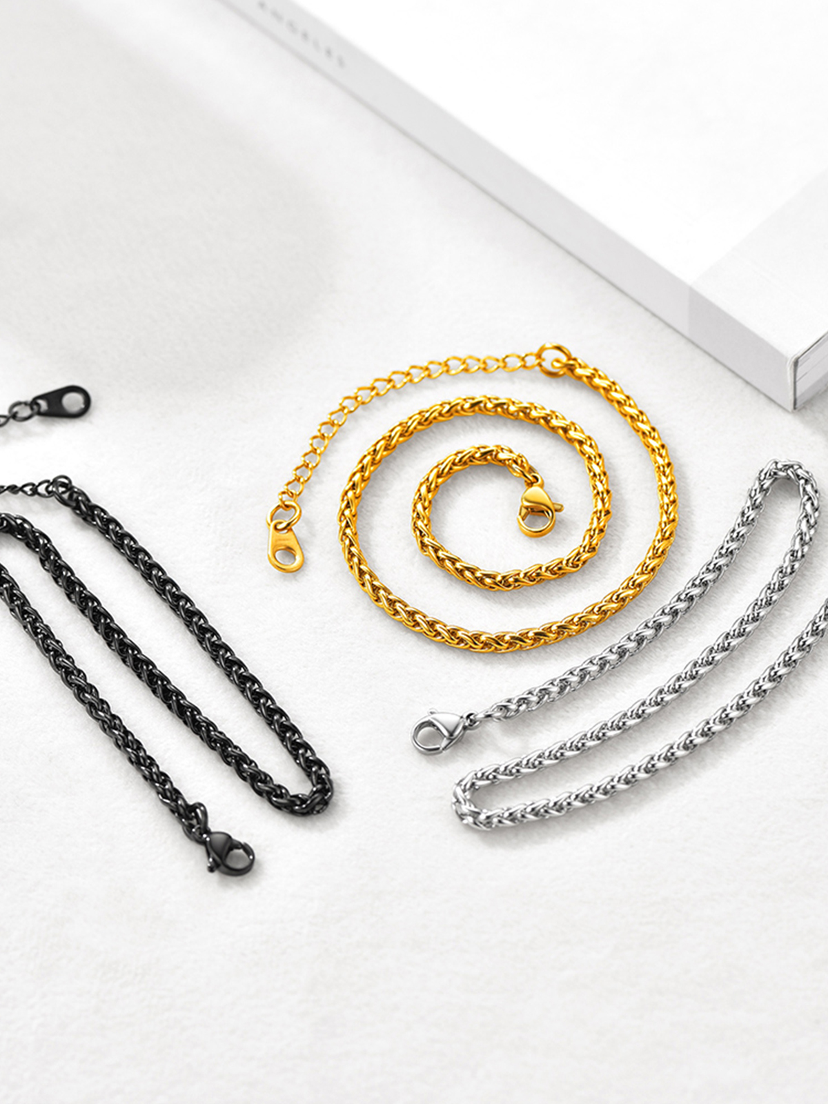3mm Thick Wheat Chain Anklet in Stainless