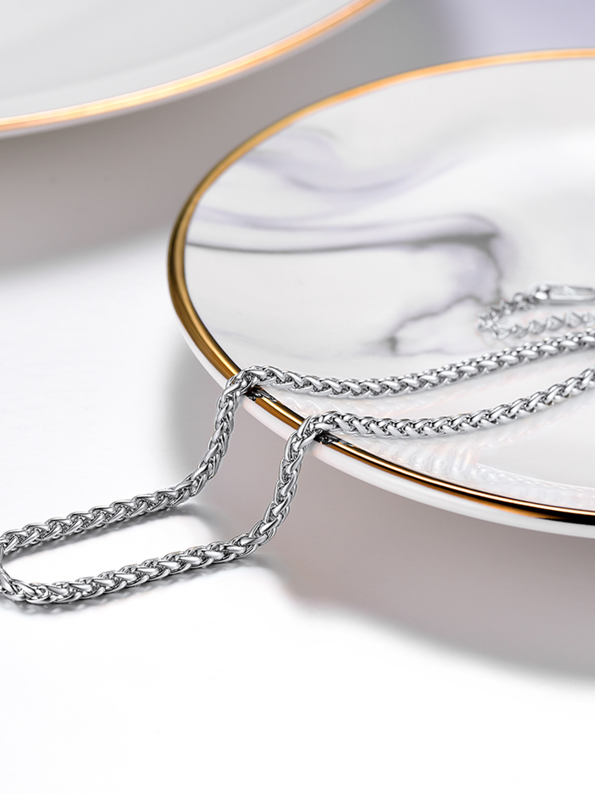 3mm Thick Wheat Chain Anklet in Stainless