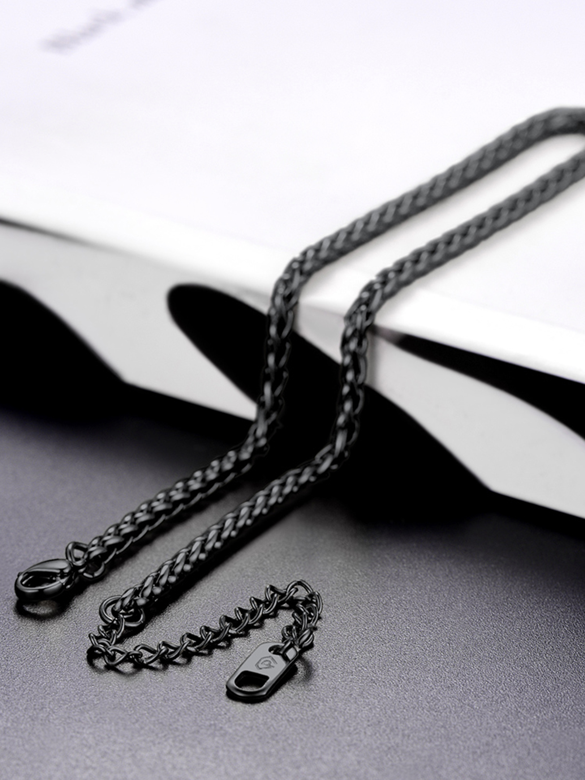 3mm Thick Wheat Chain Anklet in Black Plated