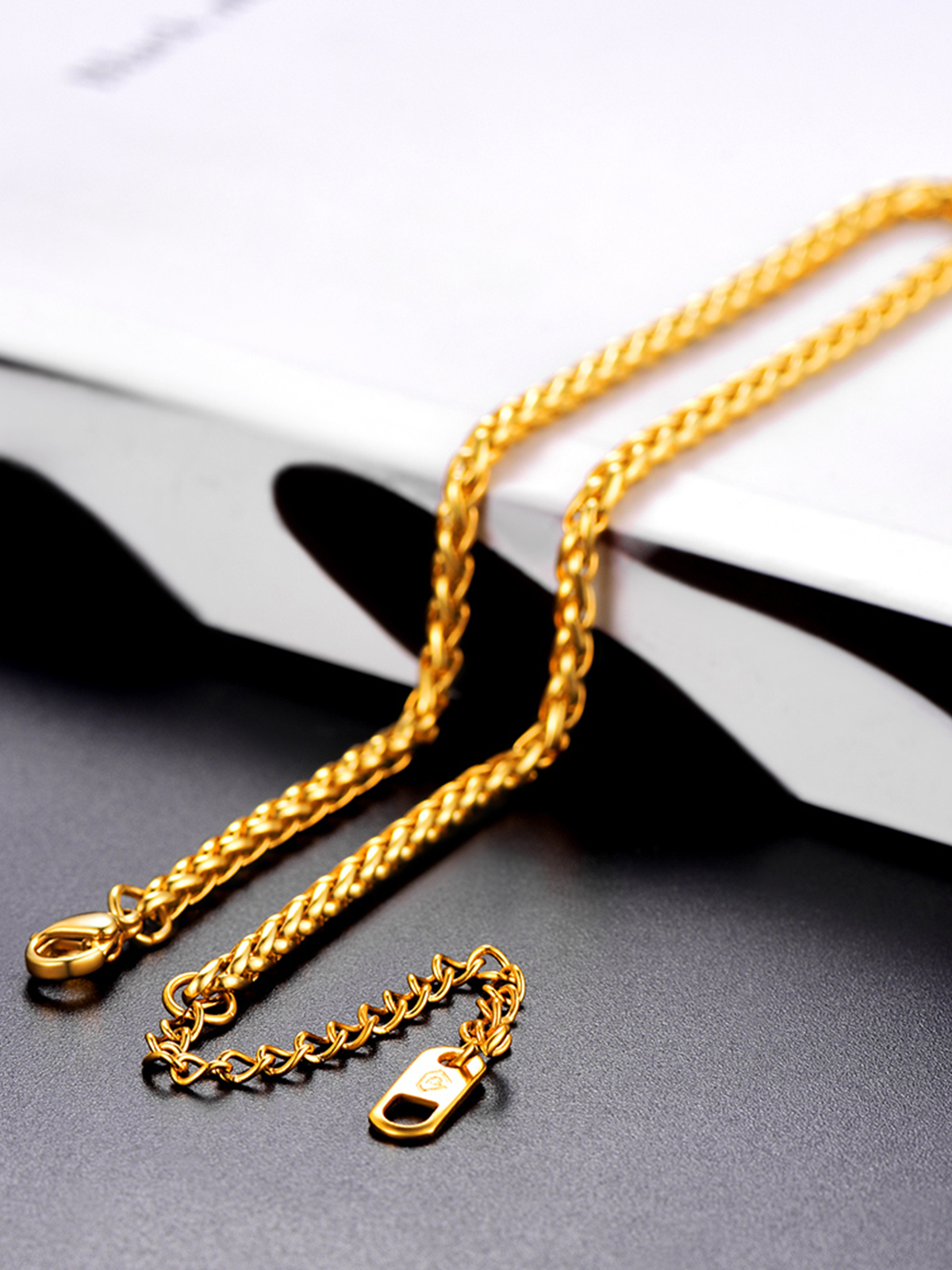 3mm Thick Wheat Chain Anklet in 18K Gold Plated