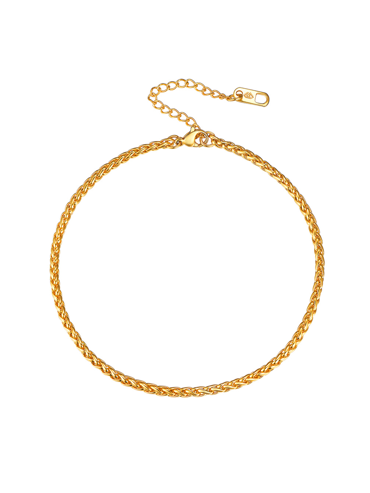 3mm Thick Wheat Chain Anklet in 18K Gold Plated