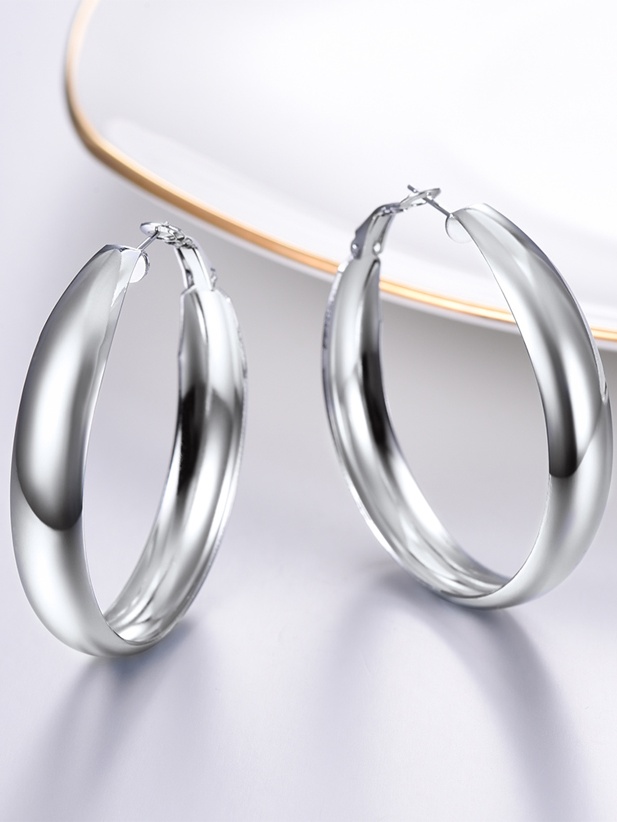40mm Thick Chunky Hoop Hip Hop Earrings in Stainless Steel