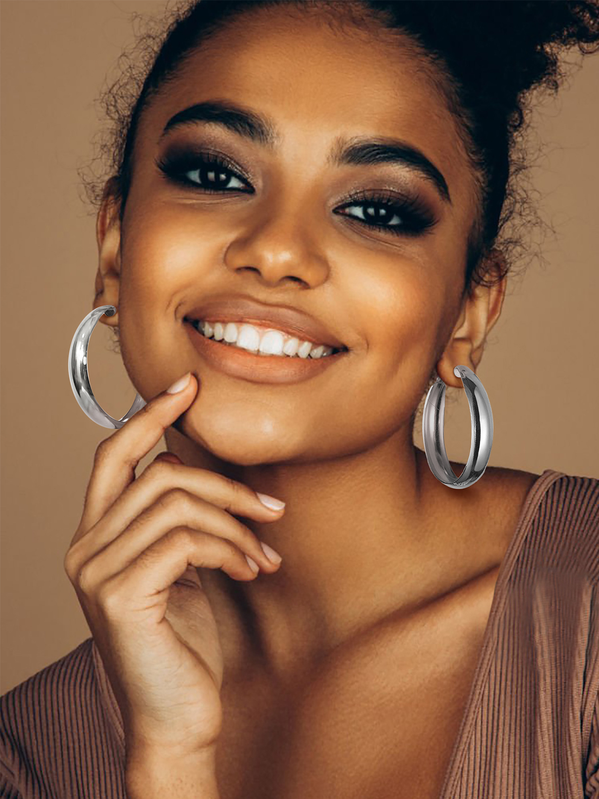 40mm Thick Chunky Hoop Hip Hop Earrings in Stainless Steel