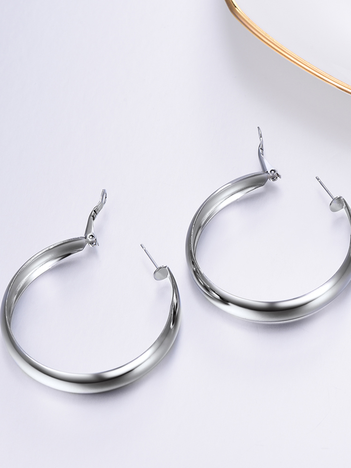 40mm Thick Chunky Hoop Hip Hop Earrings in Stainless Steel