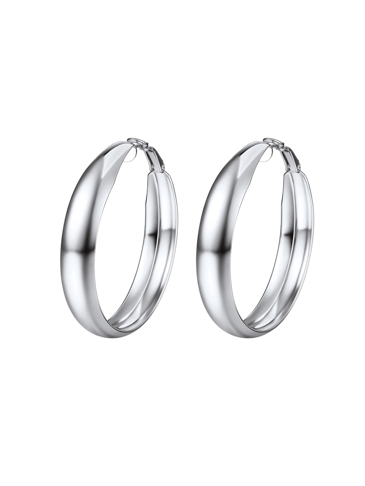 40mm Thick Chunky Hoop Hip Hop Earrings in Stainless Steel