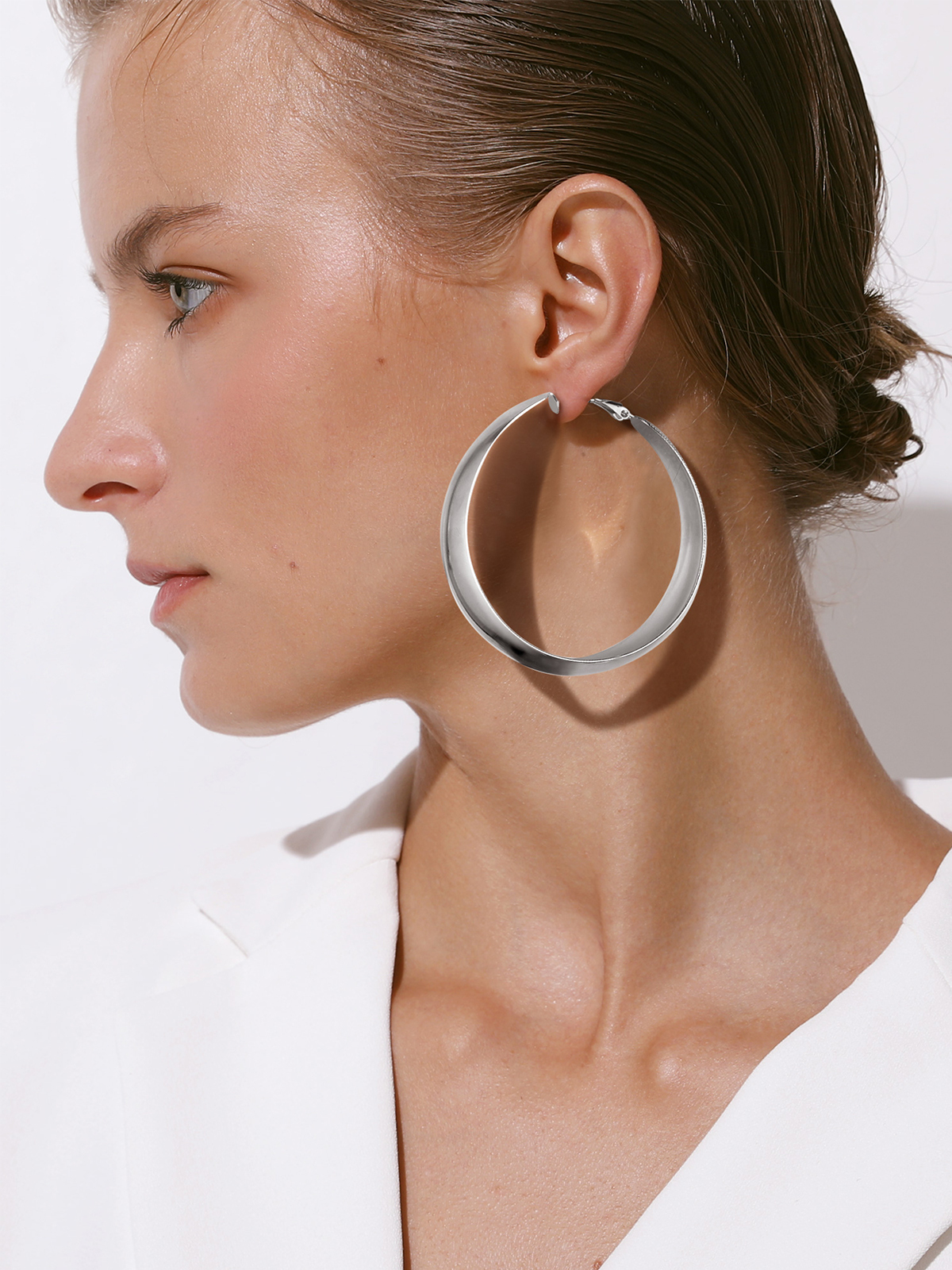 60mm Thick Chunky Hoop Hip Hop Earrings in Stainless Steel