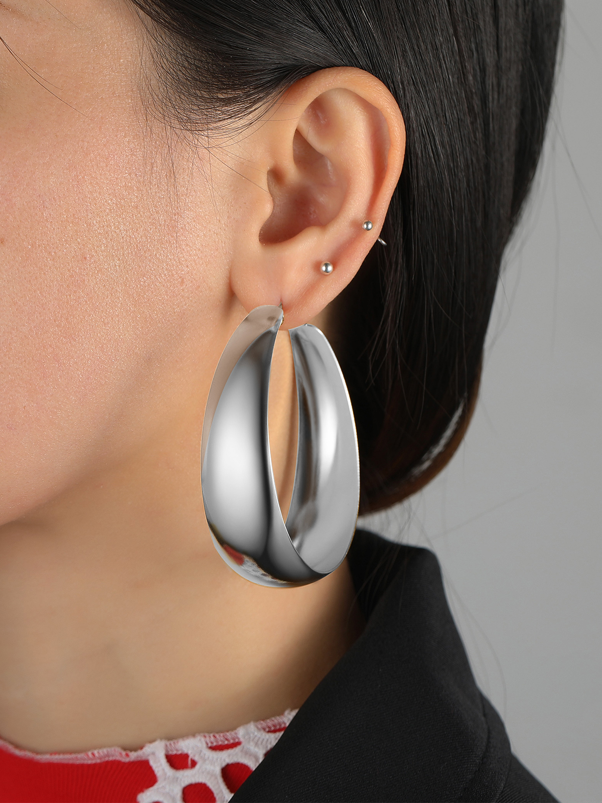 60mm Thick Chunky Hoop Hip Hop Earrings in Stainless Steel
