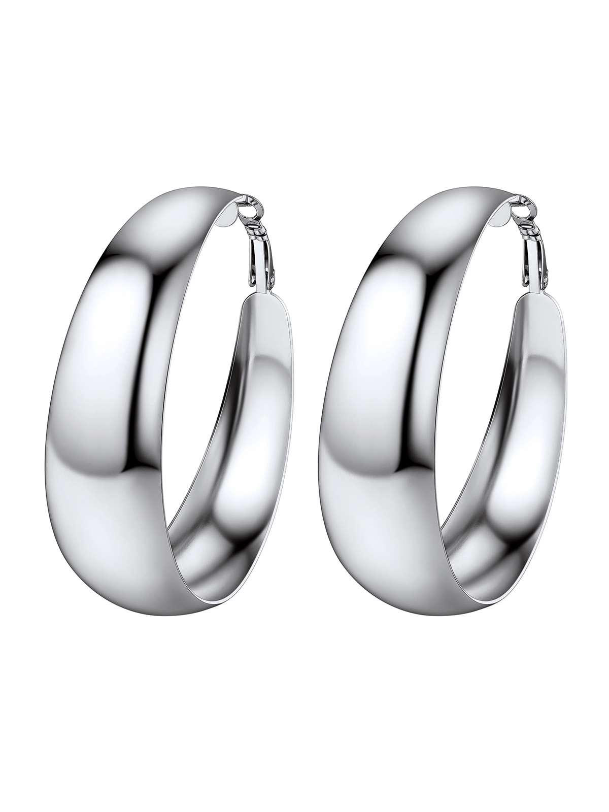 60mm Thick Chunky Hoop Hip Hop Earrings in Stainless Steel