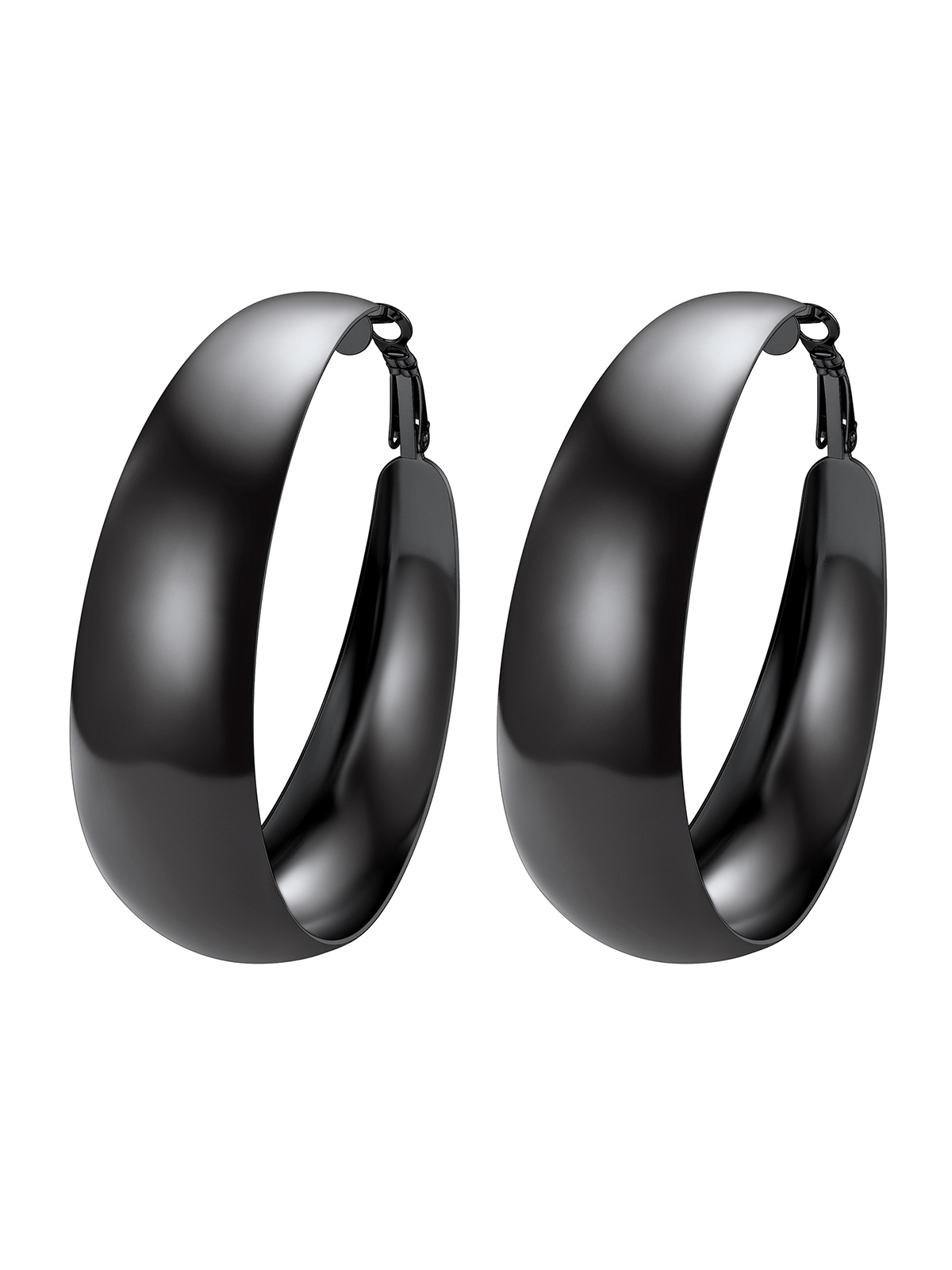 60mm Thick Chunky Hoop Hip Hop Earrings in Black