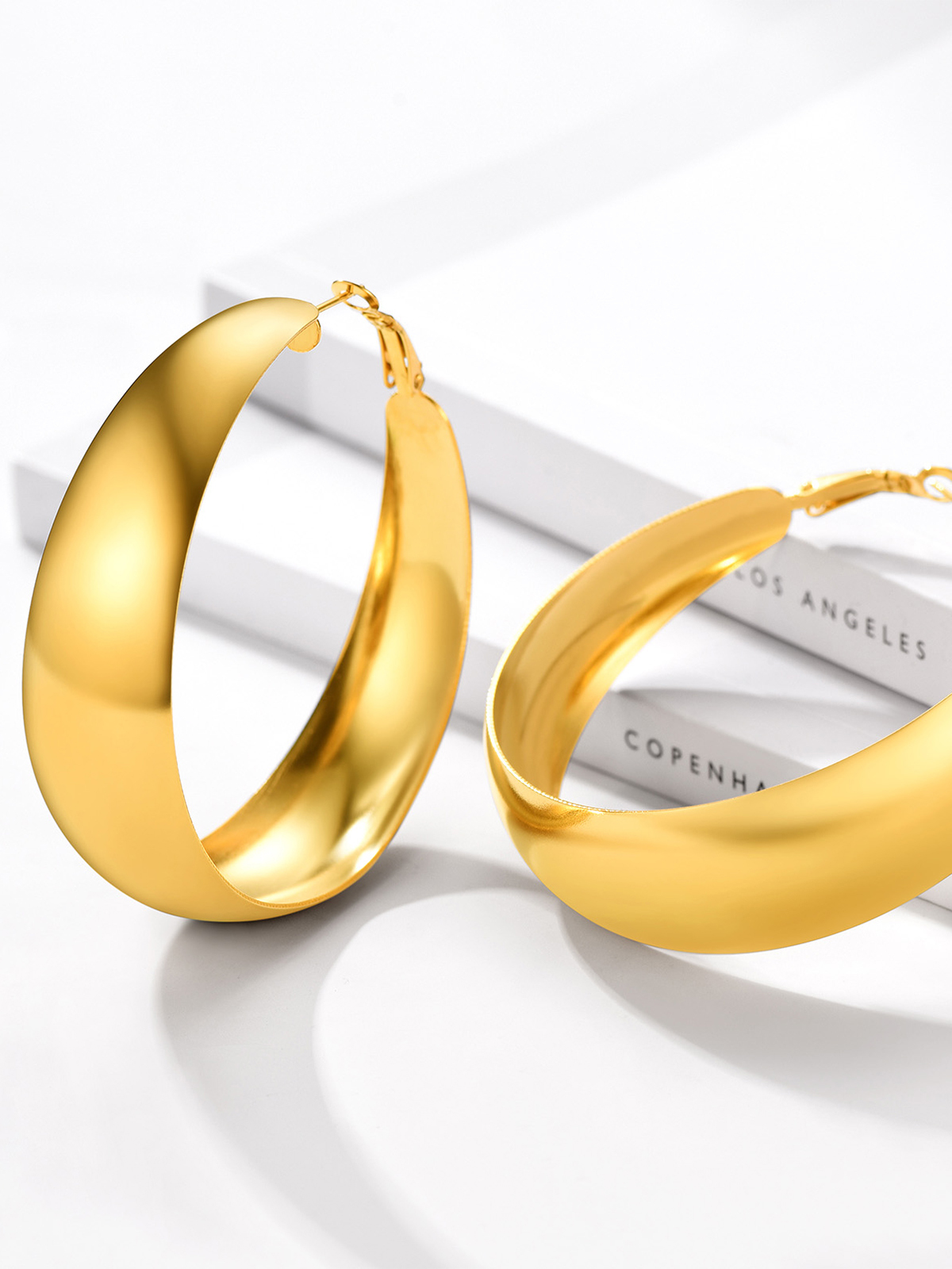 60mm Thick Chunky Hoop Hip Hop Earrings in 14K Gold