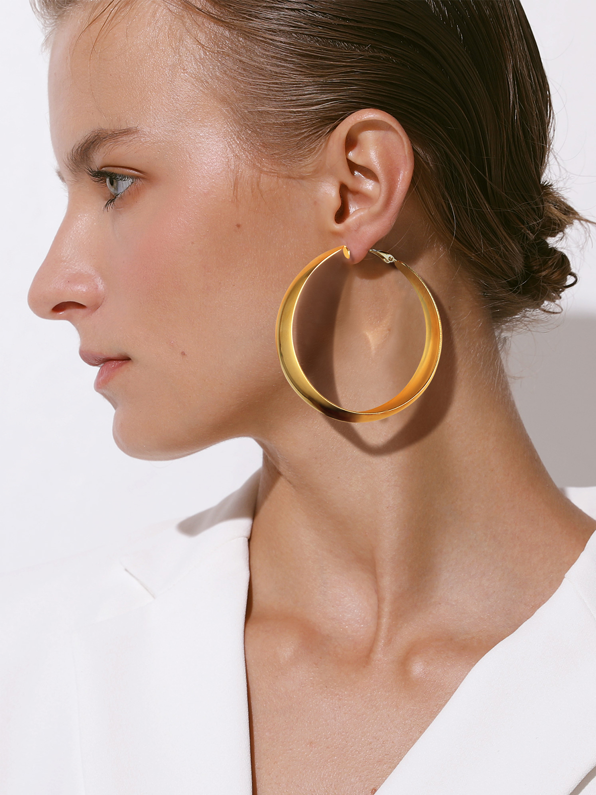 60mm Thick Chunky Hoop Hip Hop Earrings in 14K Gold