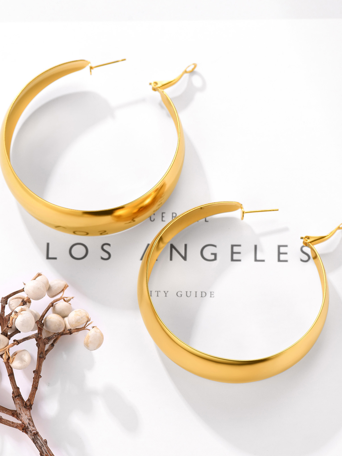 60mm Thick Chunky Hoop Hip Hop Earrings in 14K Gold