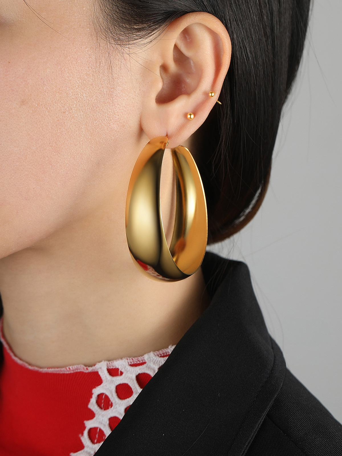 60mm Thick Chunky Hoop Hip Hop Earrings in 14K Gold