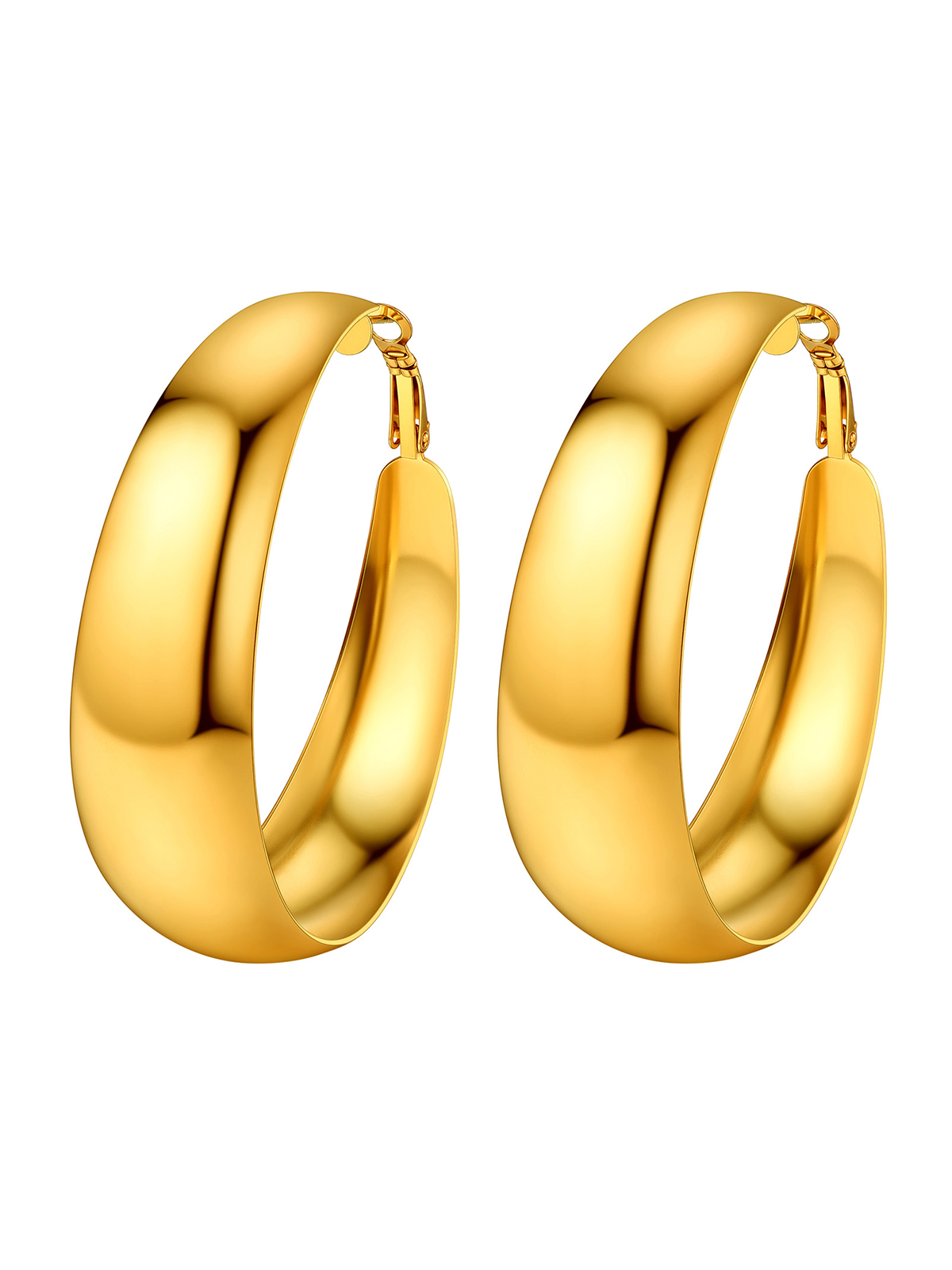 60mm Thick Chunky Hoop Hip Hop Earrings in 14K Gold