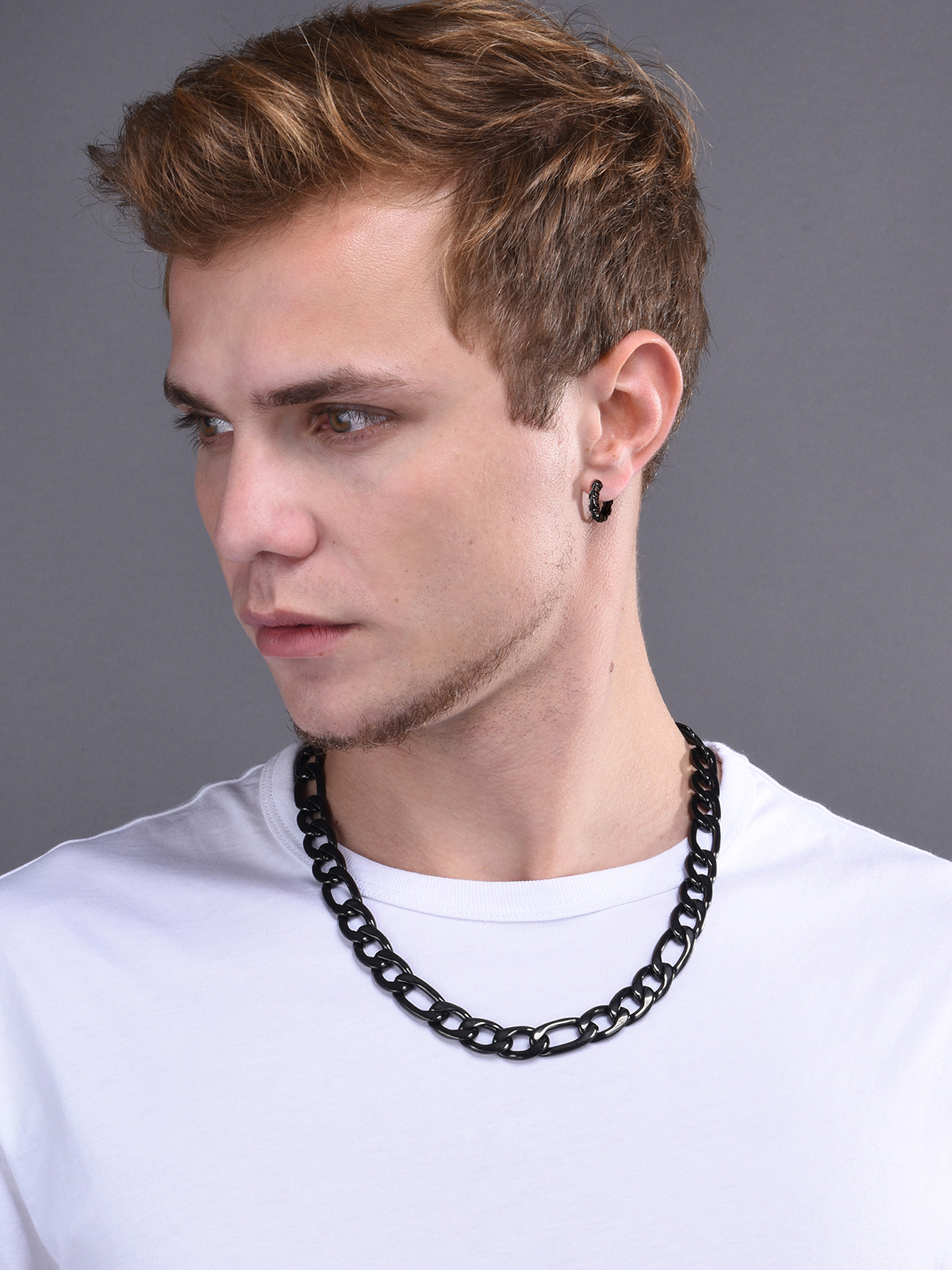 Skull Huggie Hoops Punk Rock Earrings in Black Plated