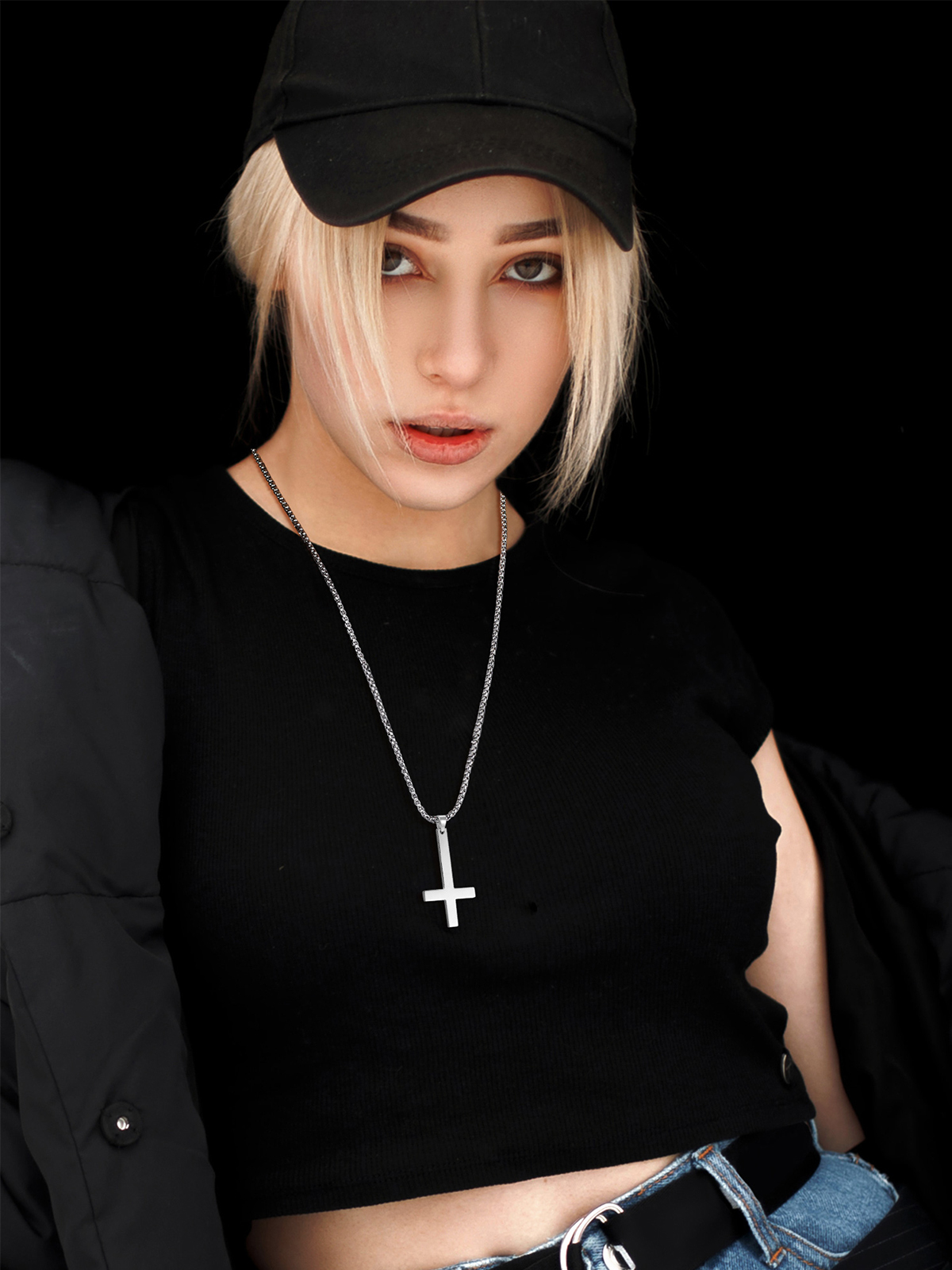 Inverted Cross Pendant Upside Down Cross Necklace in Stainless