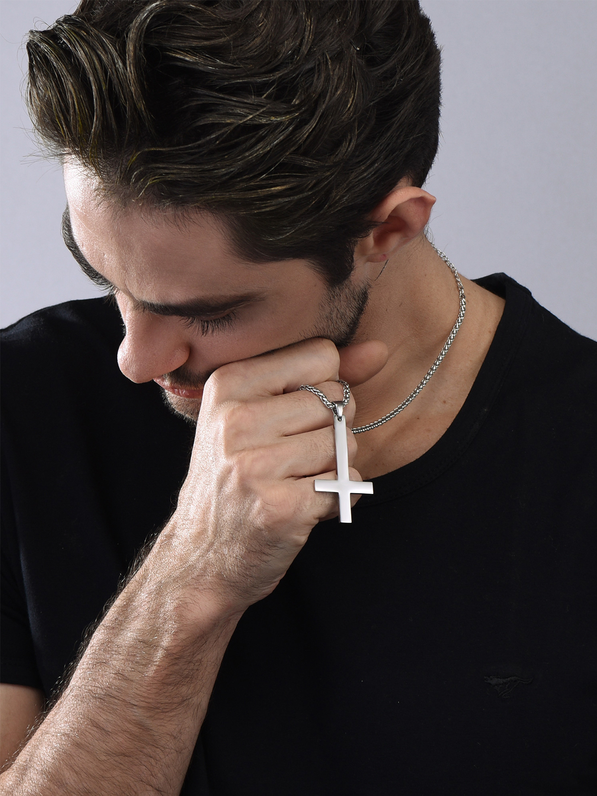 Inverted Cross Pendant Upside Down Cross Necklace in Stainless