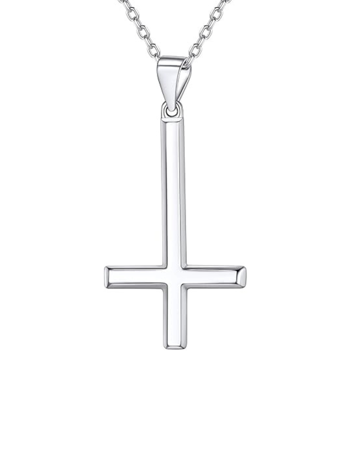 Inverted Cross Pendant Upside Down Cross Necklace in Stainless