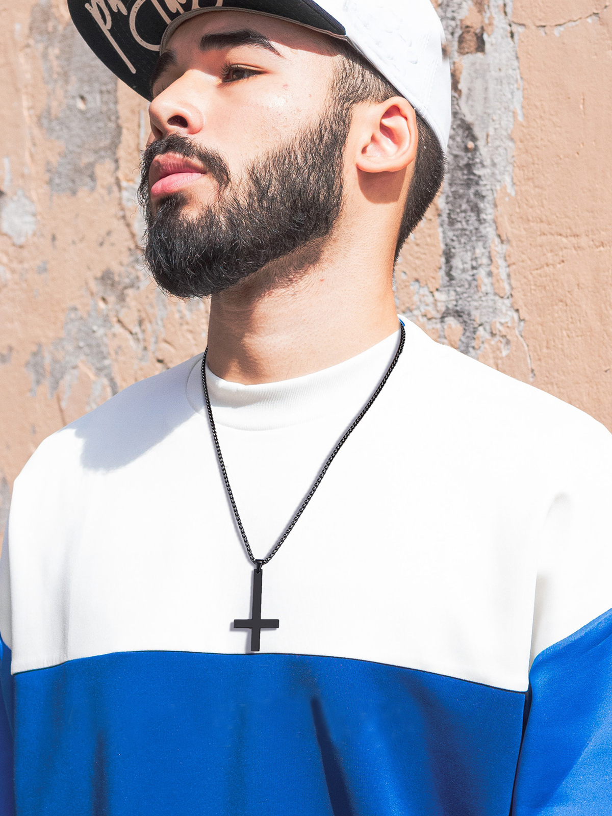Inverted Cross Pendant Upside Down Cross Necklace in Black