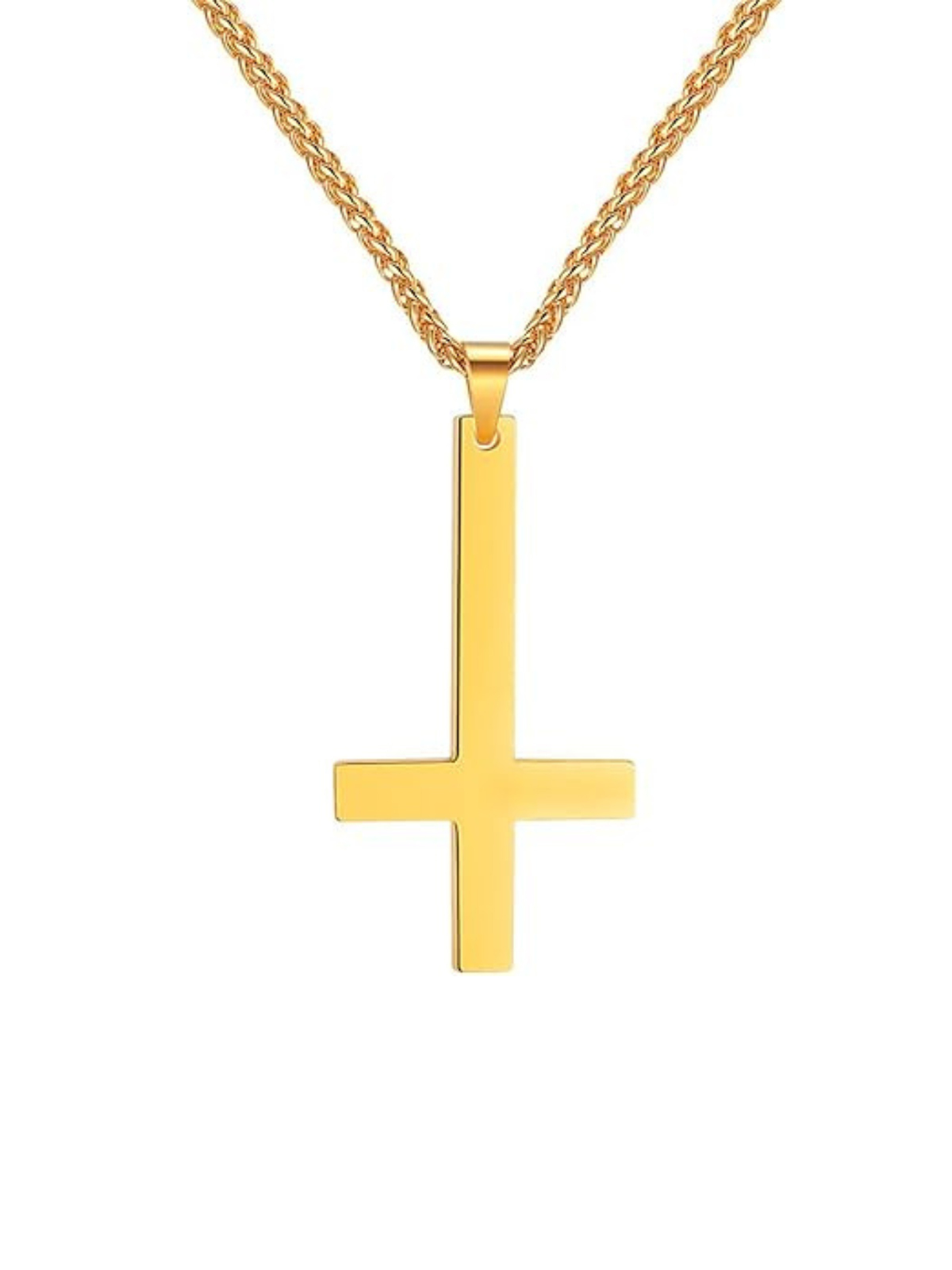 Inverted Cross Pendant Upside Down Cross Necklace in 18K Gold