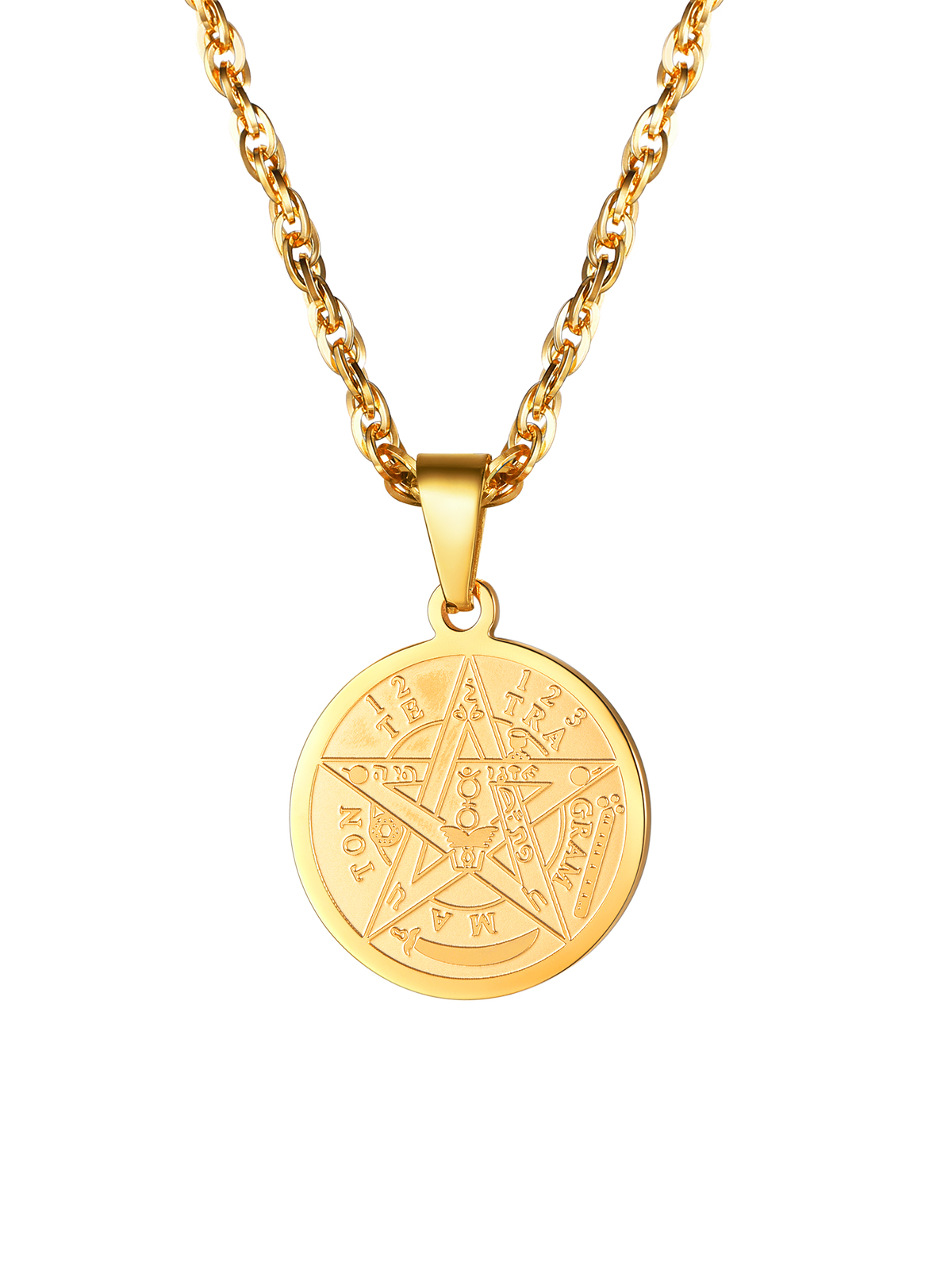 Wicca Pentacle Pendant Pentagram Necklace in 18K Gold Plated