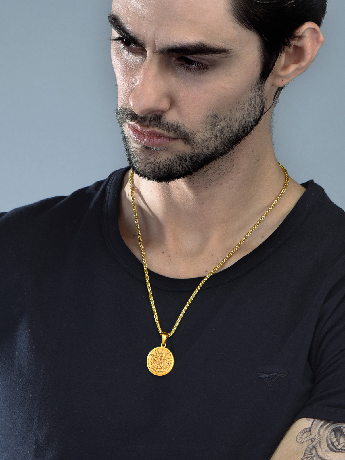 Wicca Pentacle Pendant Pentagram Necklace in 18K Gold Plated