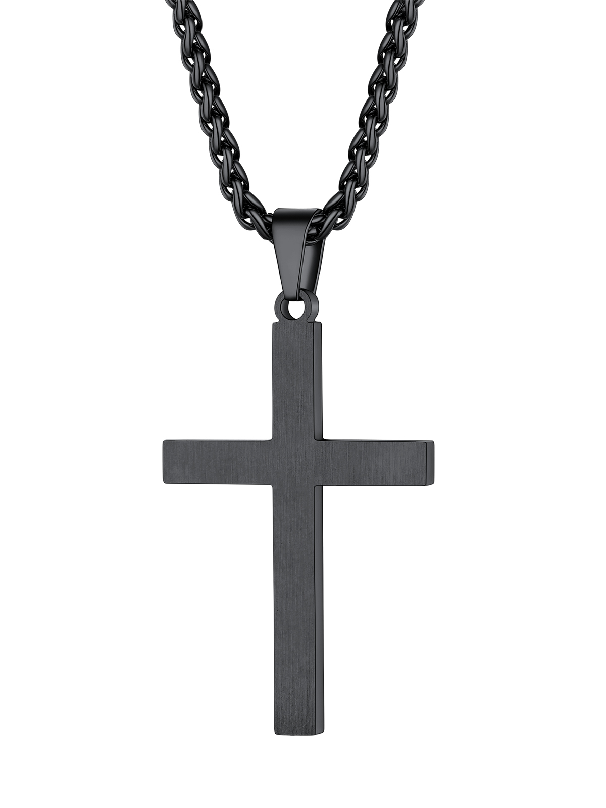 Cross Pendant American Flag Necklace in Black