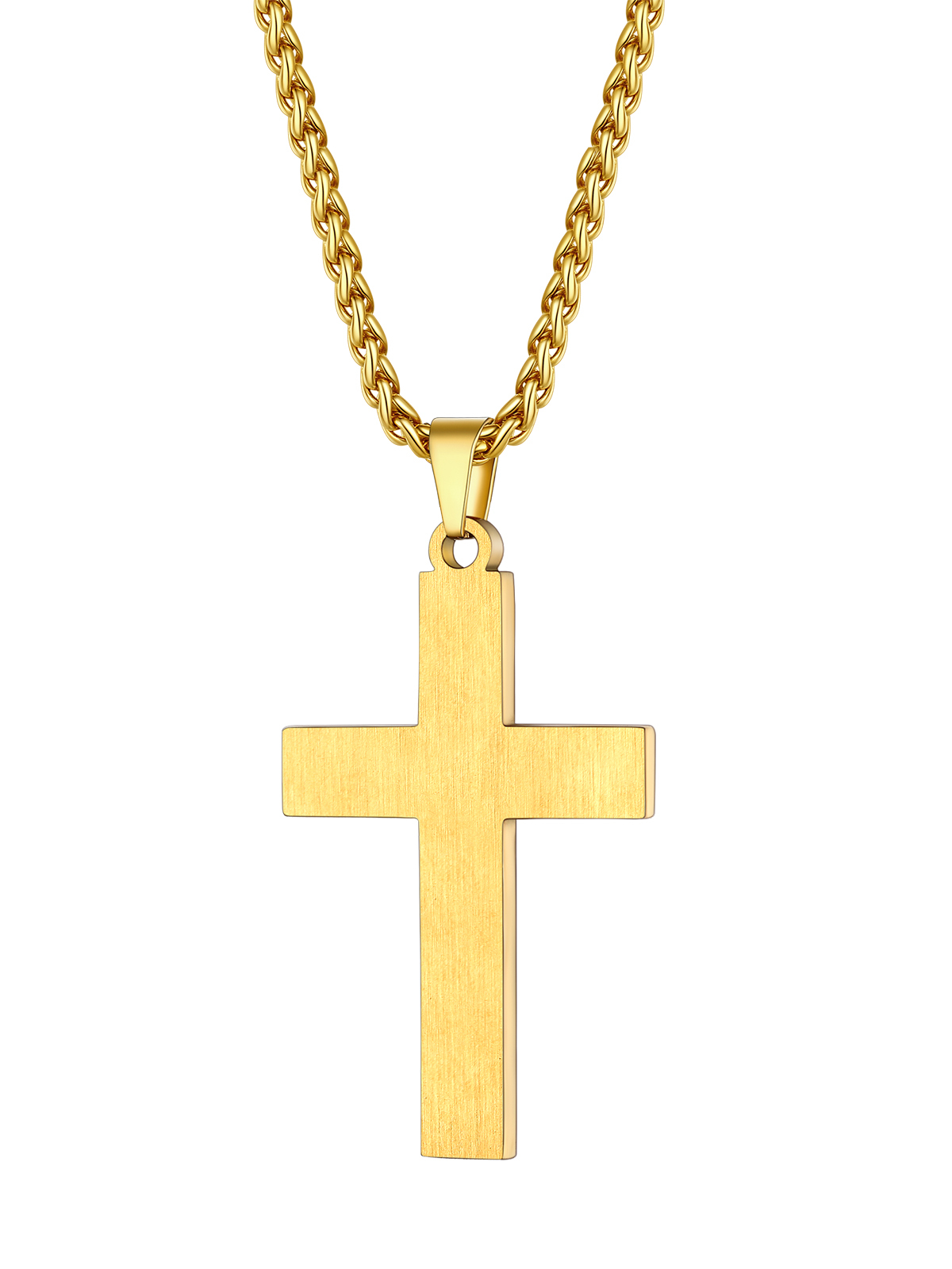 Cross Pendant American Flag Necklace in 18K Gold