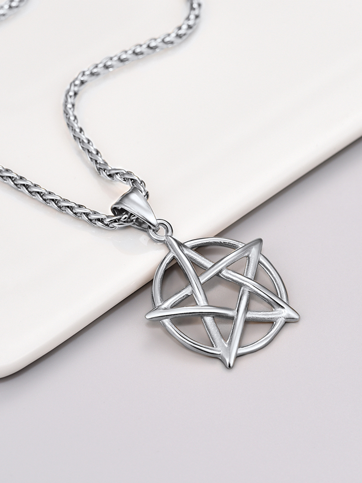 Pentagram Pendant Wicca Necklace in Stainless