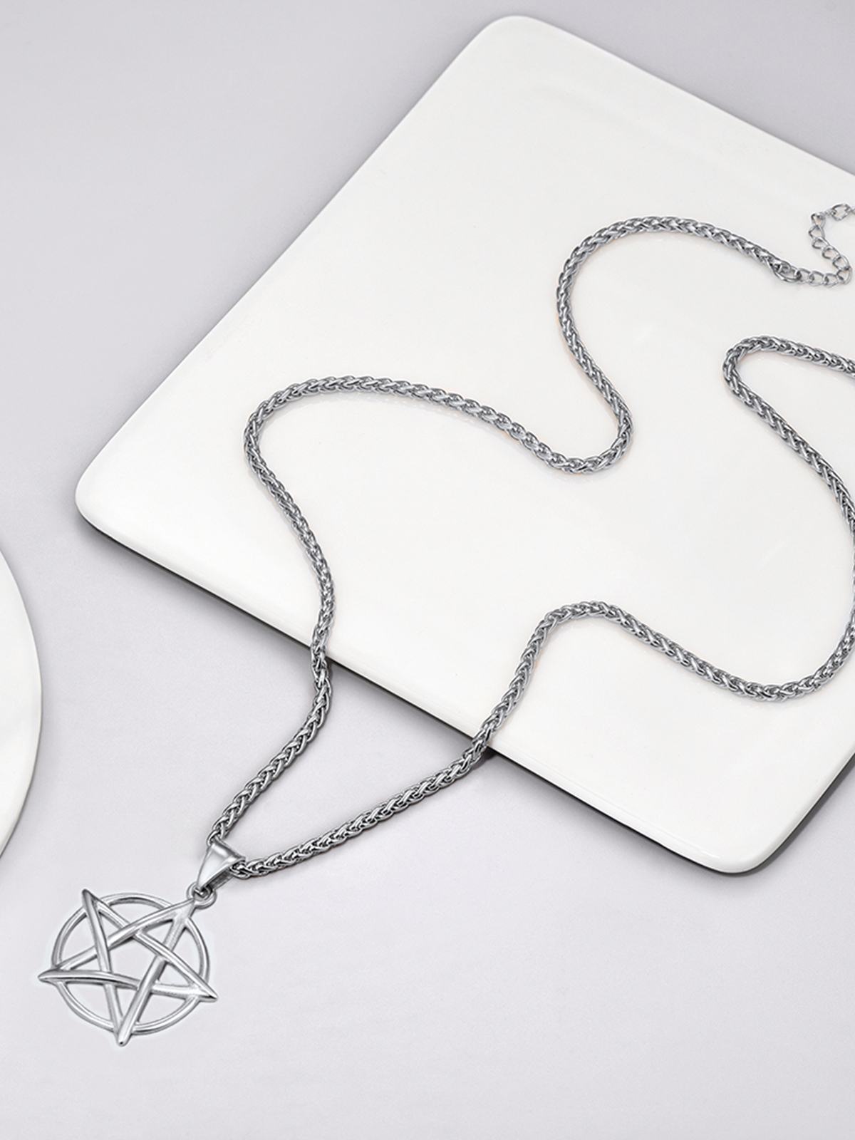 Pentagram Pendant Wicca Necklace in Stainless