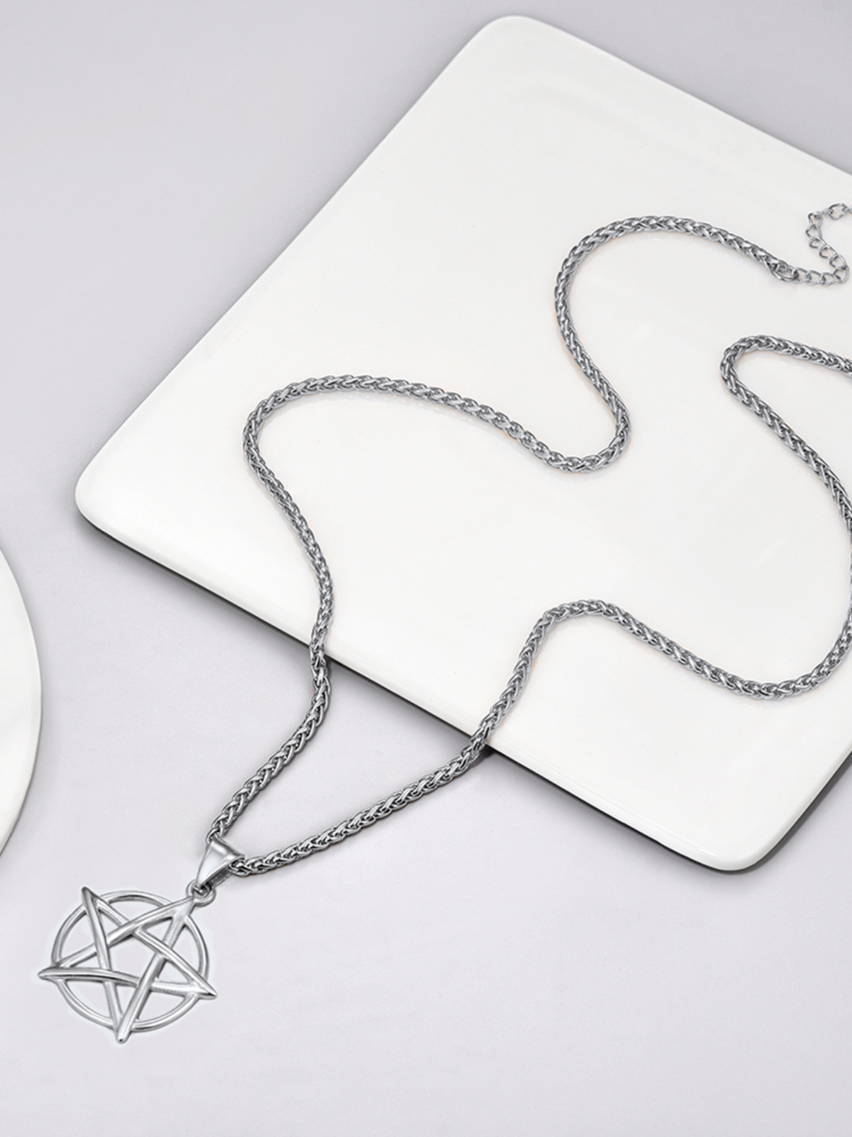 Pentagram Pendant Wicca Necklace in Stainless